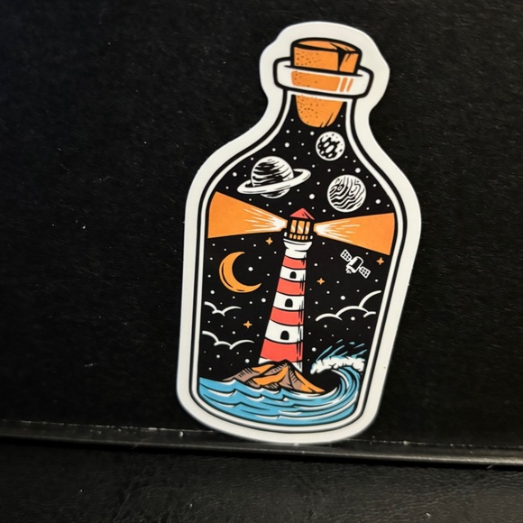 NIGHTTIME OCEAN SCENE IN THE BOTTLE STICKER - Picture 1 of 1